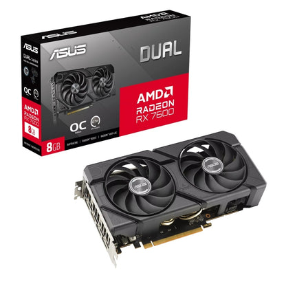 TARJETA DE VIDEO ASUS RADEON RX7600 /PCIE X16 4.0 /8GB GDDR6 /HDMI /3XDP /ESTANDAR /GAMA MEDIA