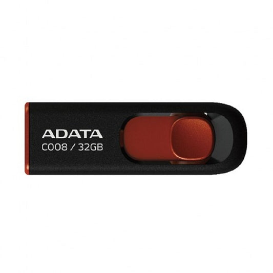 MEMORIA ADATA 32GB USB 2.0 C008 RETRACTIL NEGRO-ROJO (AC008-32G-RKD)