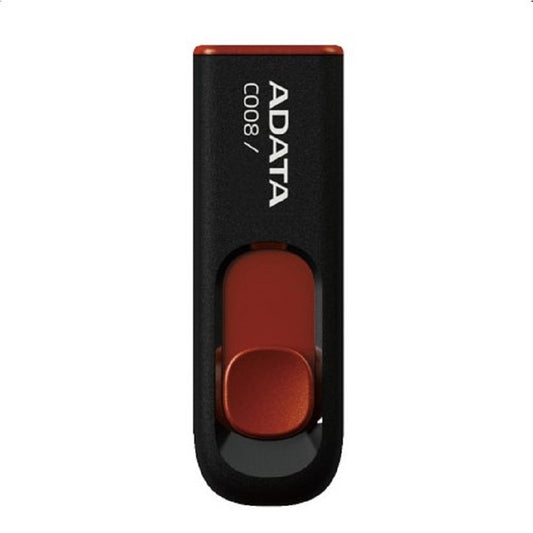 MEMORIA ADATA 16GB USB 2.0 C008 RETRACTIL NEGRO- ROJO (AC008-16G-RKD)