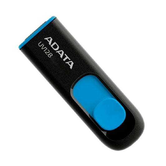 MEMORIA ADATA 256GB USB 3.2 UV128 RETRACTIL NEGRO AZUL (AUV128-256G-RBE)