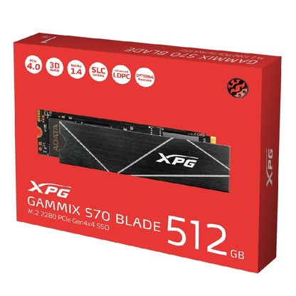 UNIDAD DE ESTADO SOLIDO SSD INTERNO XPG GAMMIX S70 BLADE 512GB M.2 2280 NVME PCIE GEN 4X4 LECT.7400 ESCRIT. 6100 MBS 3DNAND PC LAPTOP MINIPC CON DISIPADOR GAMER (AGAMMIXS70B-512G-CS)