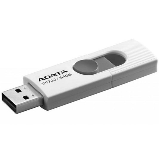 MEMORIA ADATA 64GB USB 2.0 UV220 RETRACTIL BLANCO-GRIS (AUV220-64G-RWHGY)