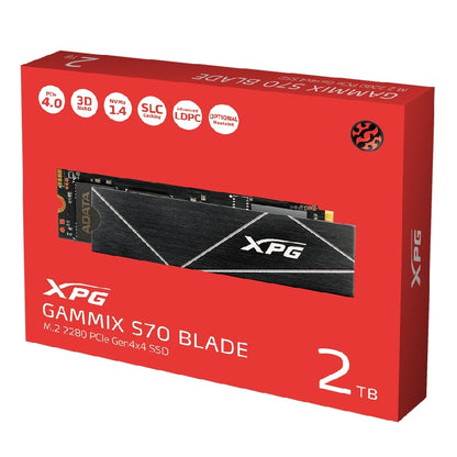 UNIDAD DE ESTADO SOLIDO SSD INTERNO XPG GAMMIX S70 BLADE 2TB M.2 2280 NVME PCIE GEN 4X4 LECT.7400 ESCRIT. 6100 MBS 3DNAND PC LAPTOP MINIPC CON DISIPADOR GAMER (AGAMMIXS70B-2T-CS)