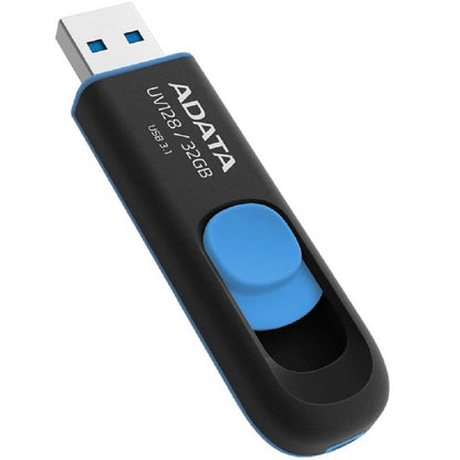 MEMORIA ADATA 32GB USB 3.2 UV128 RETRACTIL NEGRO-AZUL (AUV128-32G-RBE)