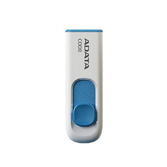 MEMORIA ADATA 32GB USB 2.0 C008 RETRACTIL BLANCO-AZUL (AC008-32G-RWE)