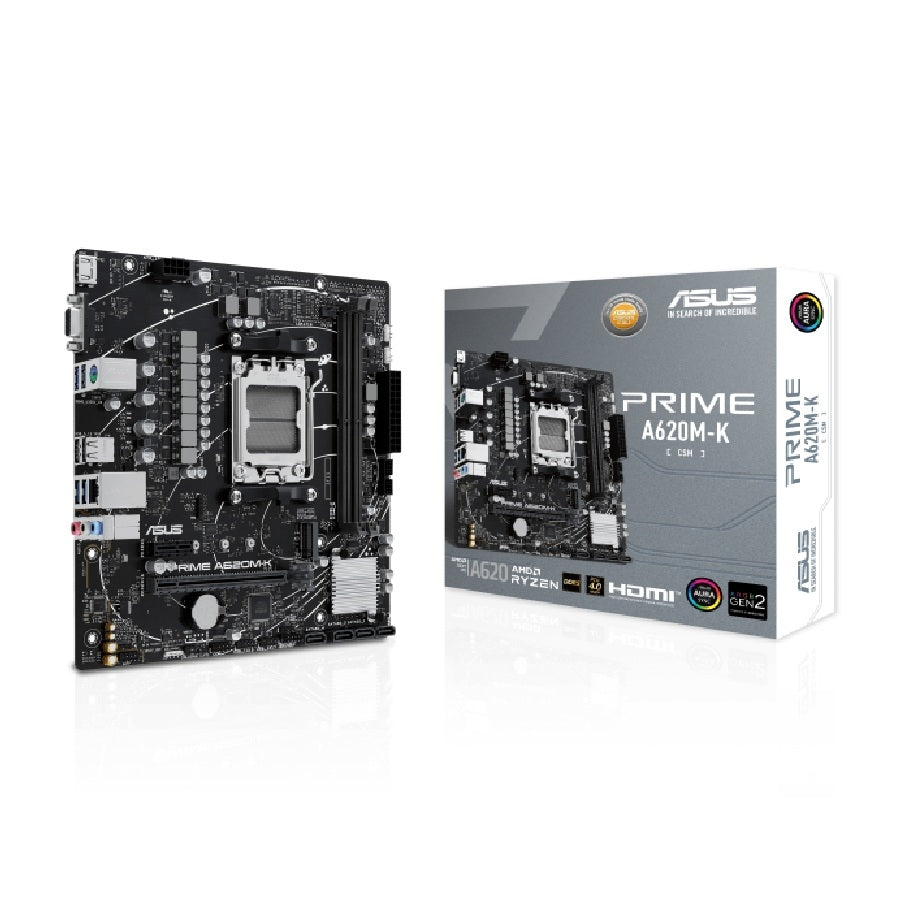 MB ASUS A620 AMD S-AM5 9A GEN /2X DDR5 5200 /HDMI /VGA /M.2 /4X USB 3.2 /MICRO ATX /GAMA BASICA