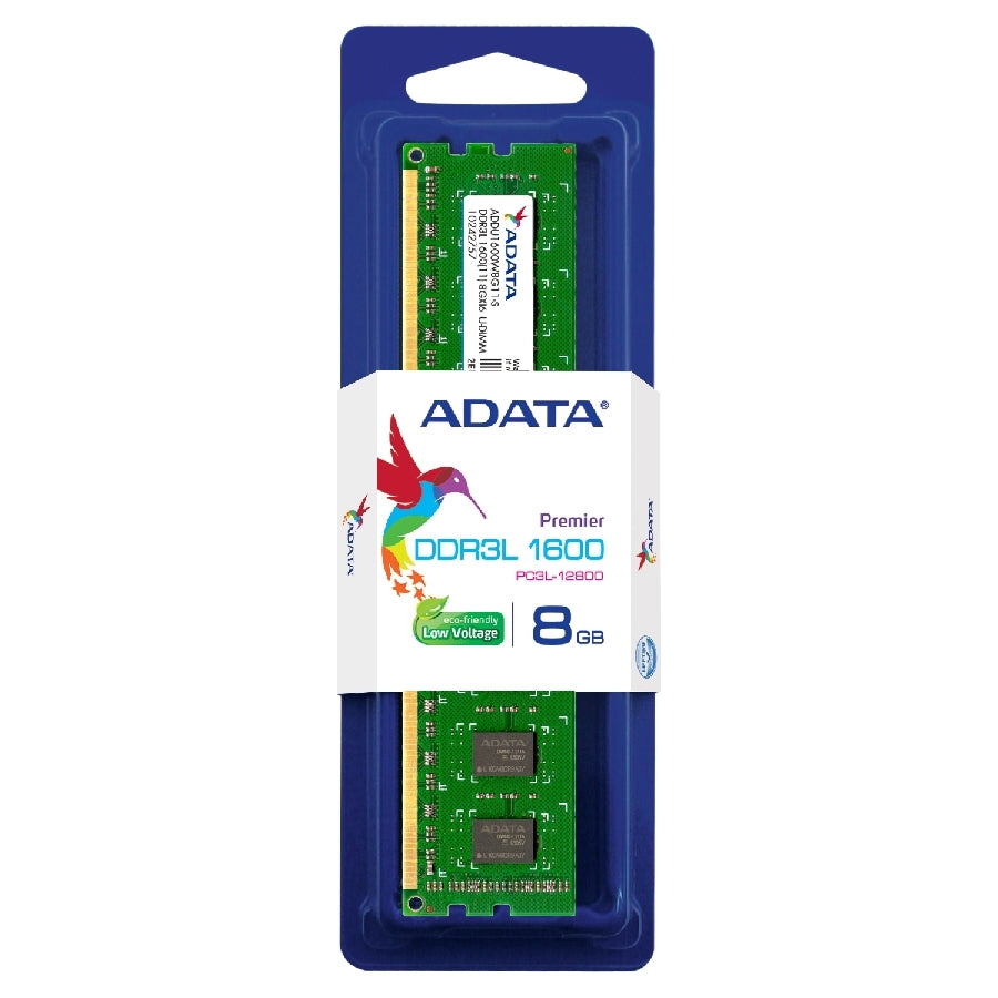 MEMORIA ADATA UDIMM DDR3L 8GB PC3-12800 1600MHZ CL11 240PIN 1.35V P/PC (ADDU1600W8G11-S)