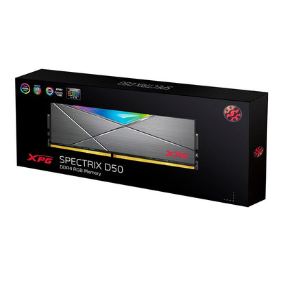 MEMORIA XPG SPECTRIX D50 UDIMM DDR4 8GB PC4-33000 4133MHZ CL19 1.4V RGB CON DISIPADOR PC/GAMER COLOR GRIS ( AX4U41338G19J-ST50)