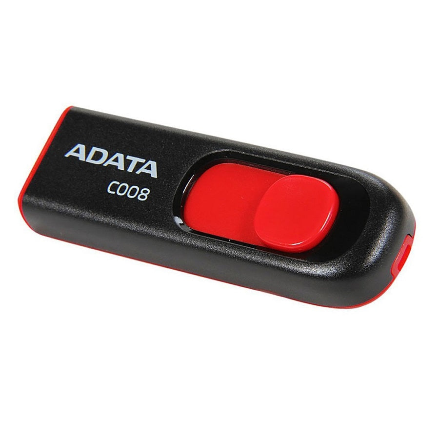 MEMORIA ADATA 32GB USB 2.0 C008 RETRACTIL NEGRO-ROJO (AC008-32G-RKD)