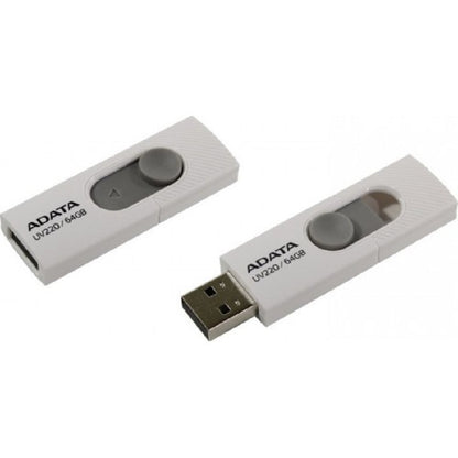 MEMORIA ADATA 64GB USB 2.0 UV220 RETRACTIL BLANCO-GRIS (AUV220-64G-RWHGY)