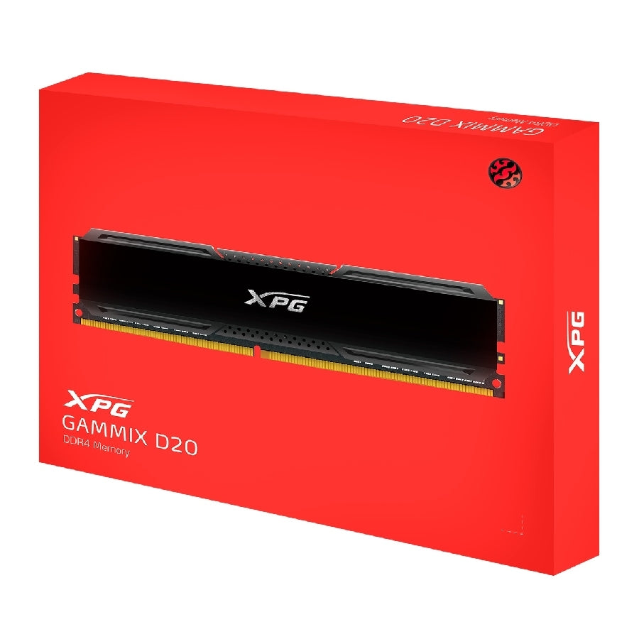 MEMORIA XPG GAMMIX D20 UDIMM DDR4 8GB PC4-25600 3200MHZ CL16 1.35V CON DISIPADOR PC/GAMER COLOR NEGRO (AX4U32008G16A-CBK20)