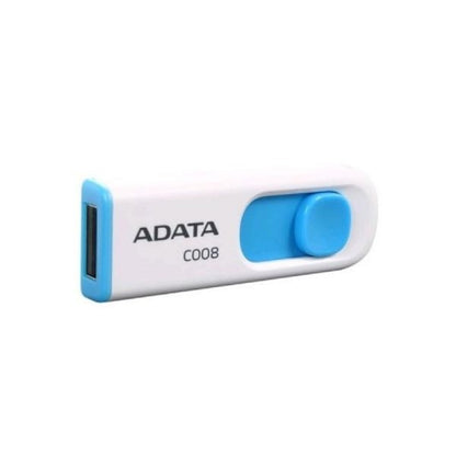 MEMORIA ADATA 64GB USB 2.0 C008 RETRACTIL BLANCO-AZUL (AC008-64G-RWE)