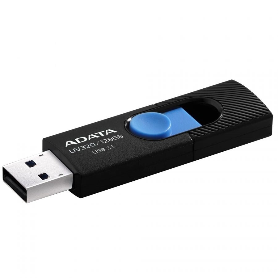 MEMORIA ADATA 128GB USB 3.2 UV320 RETRACTIL NEGRO-AZUL (AUV320-128G-RBKBL)