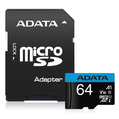 MEMORIA ADATA MICRO SDXC/SDHC 64GB UHS-I 100MB/25MB CLASE 10 V10 A1 C/ADAPTADOR (AUSDX64GUICL10A1-RA1)