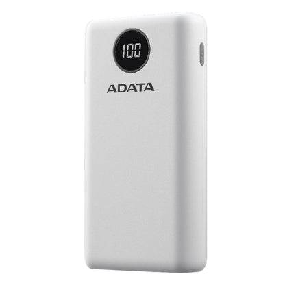 BATERIA DE RESPALDO ADATA POWER BANK P20000QCD 20000MAH/2 USB A/ 1 USB C/INDICADOR DE CARGA DIGITAL COLOR BLANCO (AP20000QCD-DGT-CWH)