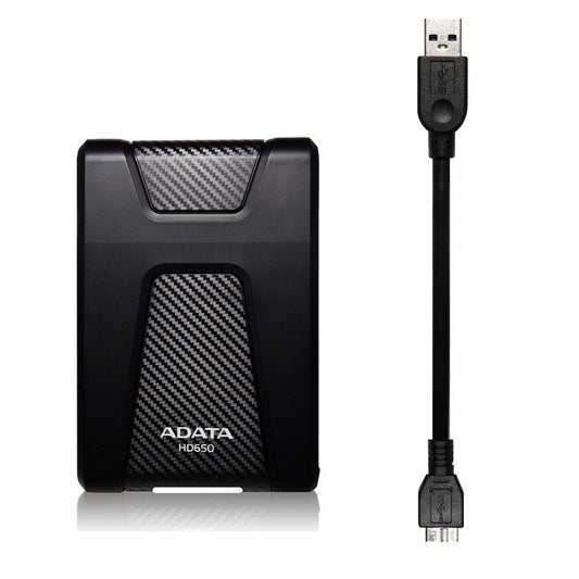 DISCO DURO EXTERNO ADATA HD650 2TB PORTATIL 2.5 USB 3.2 WINDOWS MAC LINUX CONTRAGOLPES COLOR NEGRO (AHD650-2TU31-CBK)