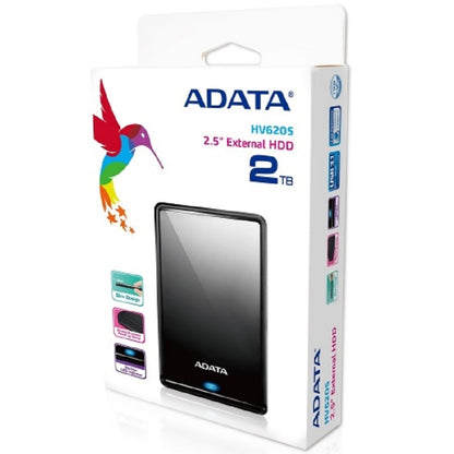 DISCO DURO EXTERNO ADATA HV620S 2TB PORTATIL 2.5 USB 3.2 WINDOWS MAC LINUX DASHDRIVE SLIM COLOR NEGRO (AHV620S-2TU31-CBK)
